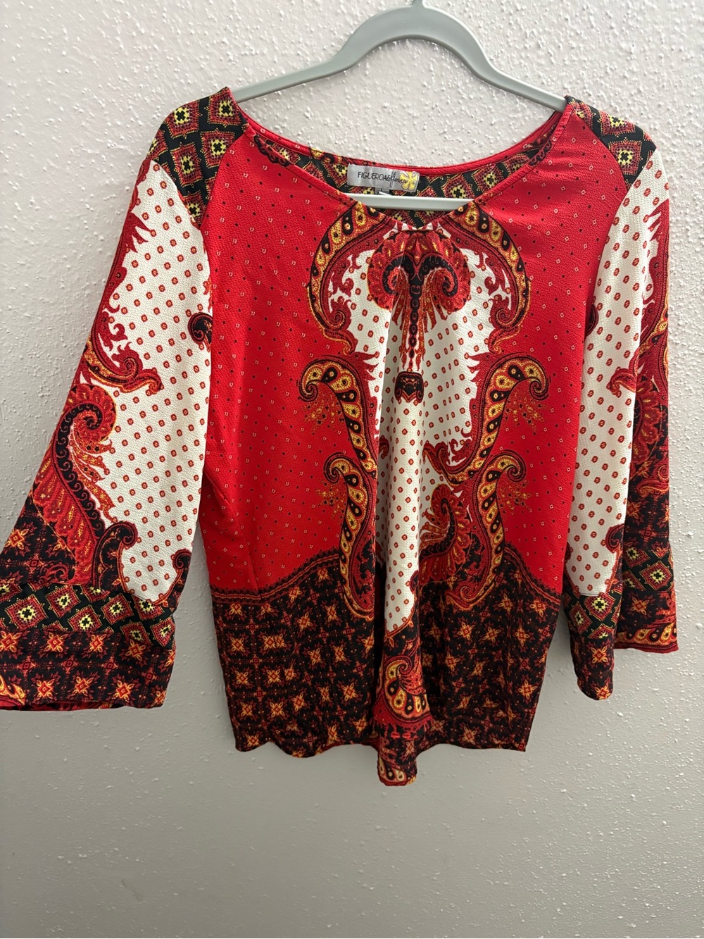 Red Paisley Print Women's Blouse -